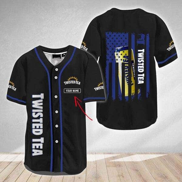 Twisted Tea Baseball Jersey US Flag Custom Name Gift For Him Twisted Tea Baseball Jersey US Flag Custom Name Gift For Him