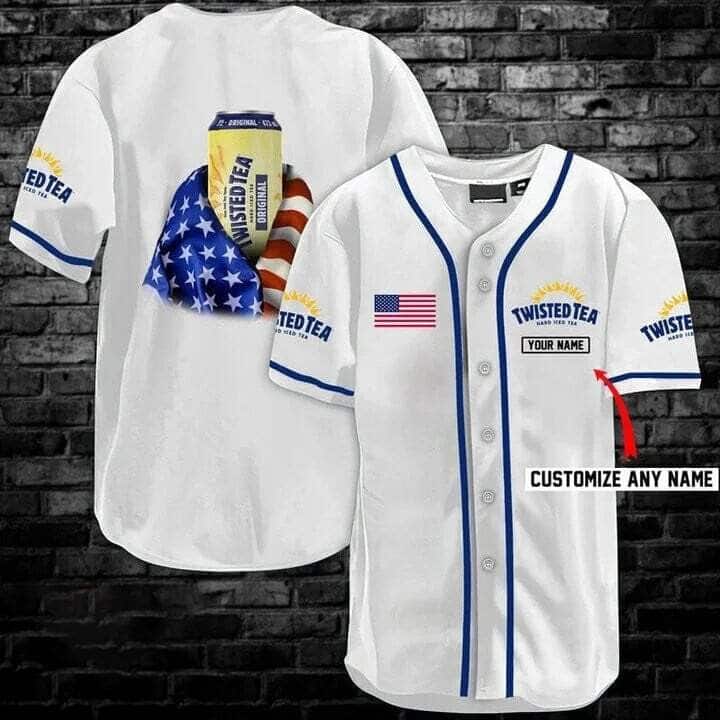 Vintage US Flag Twisted Tea Customize Name Baseball Jersey Vintage US Flag Twisted Tea Customize Name Baseball Jersey