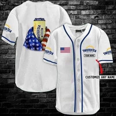 Vintage US Flag Twisted Tea Customize Name Baseball Jersey