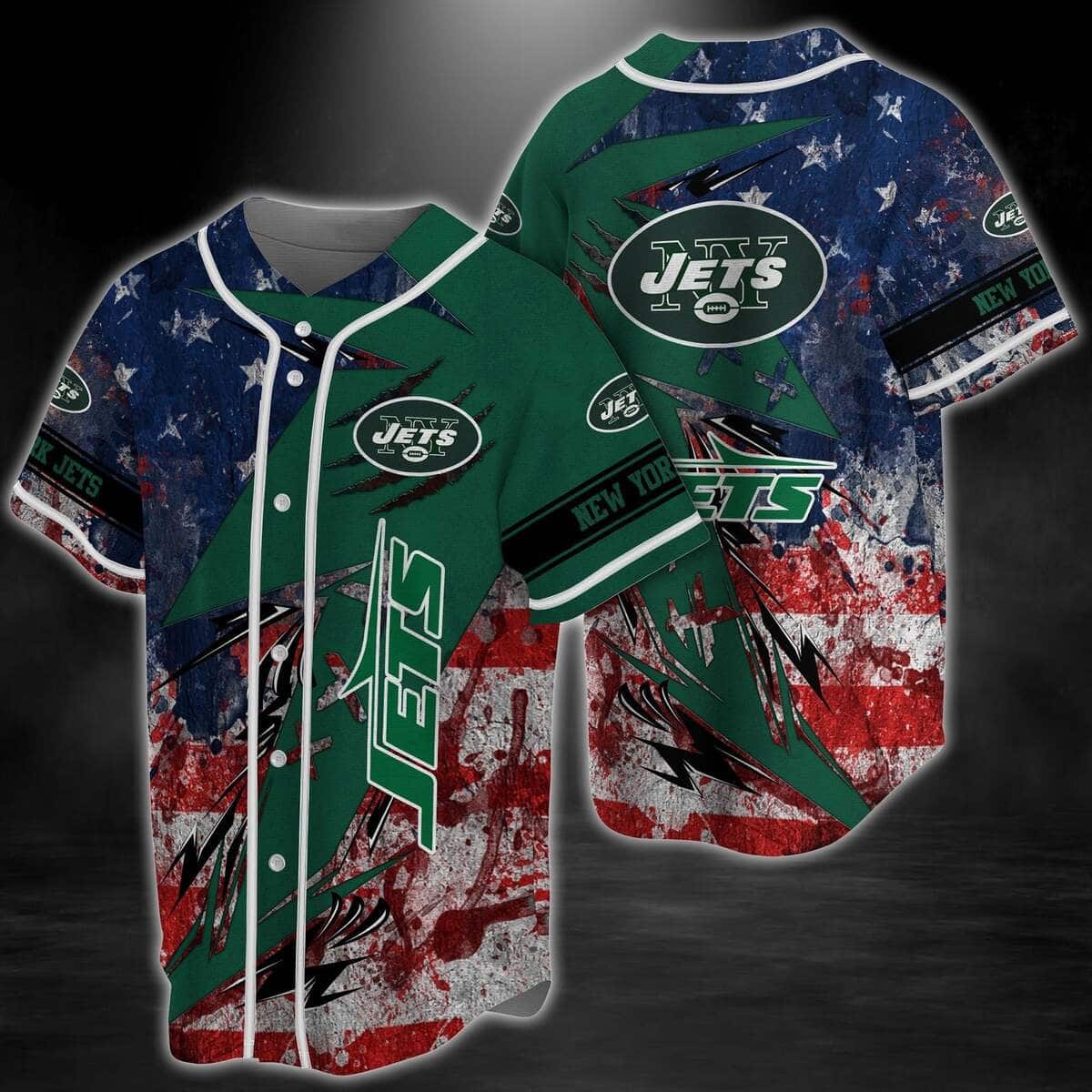 NFL New York Jets Baseball Jersey US Flag Gift For Football Fans NFL New York Jets Baseball Jersey US Flag Gift For Football Fans