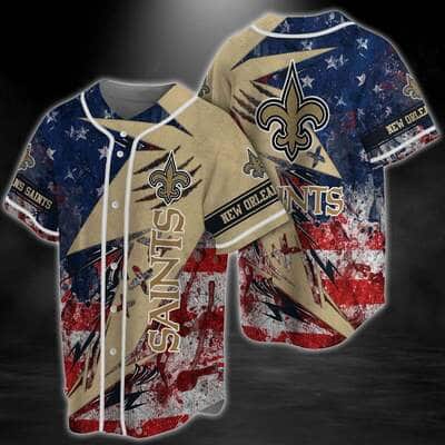 NFL New Orleans Saints Baseball Jersey America Flag Gift For Football Players NFL New Orleans Saints Baseball Jersey America Flag Gift For Football Players