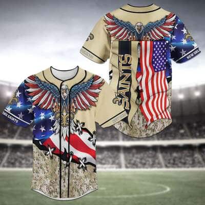 NFL New Orleans Saints Baseball Jersey Eagles And US Flag Football Gift For Players