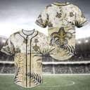 NFL New Orleans Saints Baseball Jersey Tropical Flower Pattern Gift For Football Boyfriend