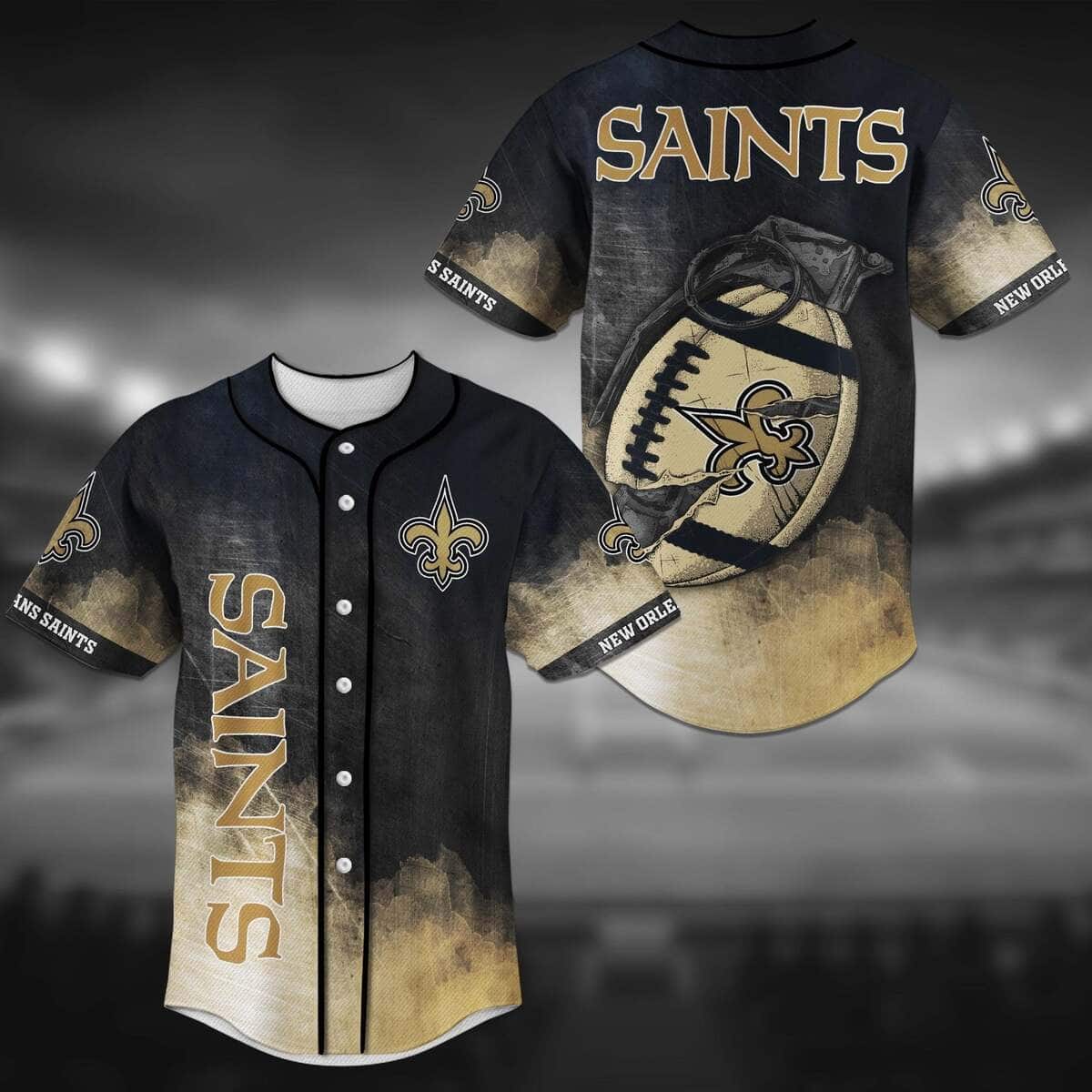 New Orleans Saints Baseball Jersey Grenade Pattern Gift For NFL Fans