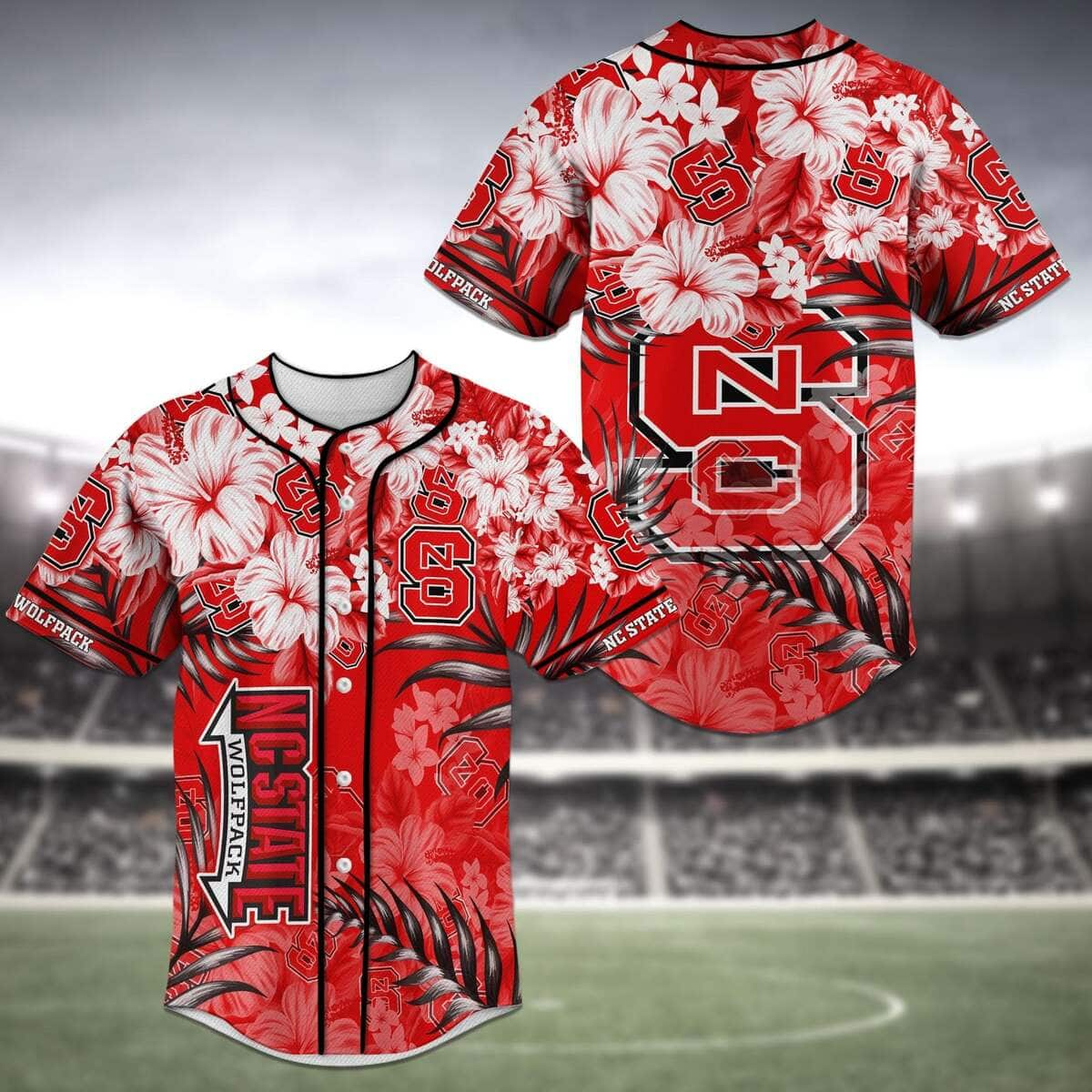 NCAA NC State Wolfpack Baseball Jersey Tropical Flower Pattern Gift For Sporty Husband