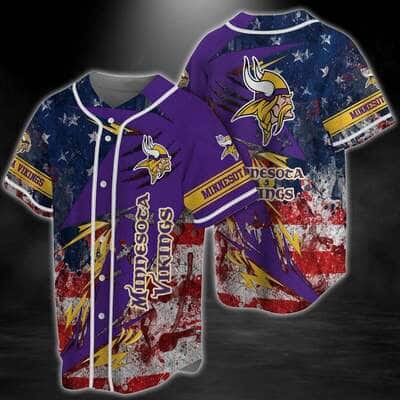NFL Minnesota Vikings Baseball Jersey US Flag Gift For Football Players NFL Minnesota Vikings Baseball Jersey US Flag Gift For Football Players