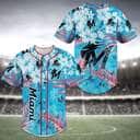 MLB Miami Marlins Baseball Jersey Tropical Flower Pattern Baseball Fans Gift