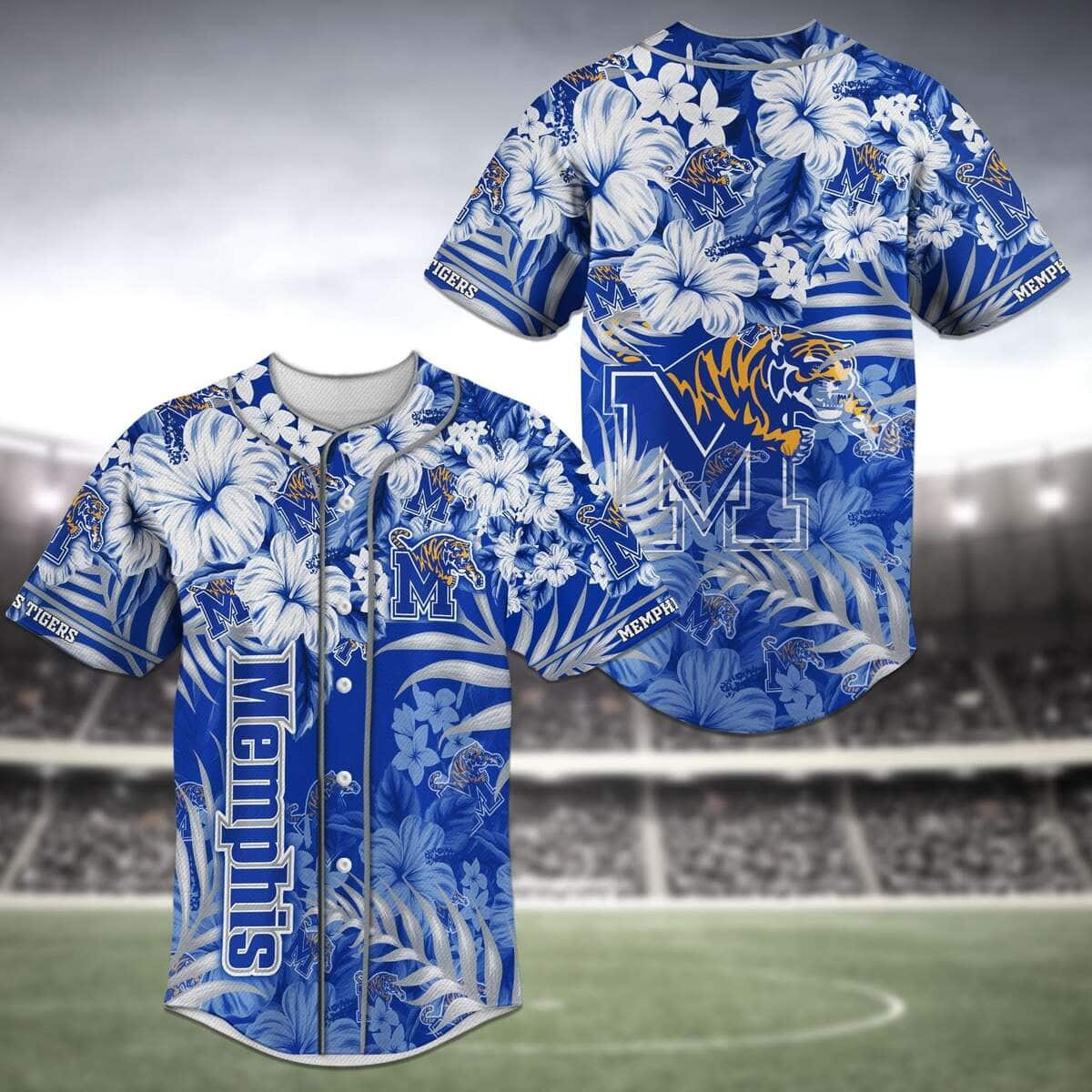 NFL Memphis Tigers Baseball Jersey Tropical Flower Pattern Gift For Football Players