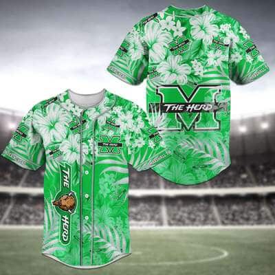 NCAA Marshall Thundering Herd Baseball Jersey Tropical Flower Pattern NCAA Marshall Thundering Herd Baseball Jersey Tropical Flower Pattern