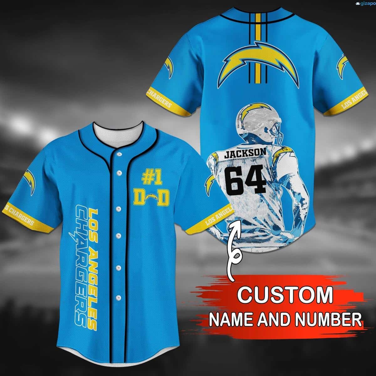 NFL Los Angeles Chargers Baseball Jersey Custom Name And Number Gift For Football Fans NFL Los Angeles Chargers Baseball Jersey Custom Name And Number Gift For Football Fans
