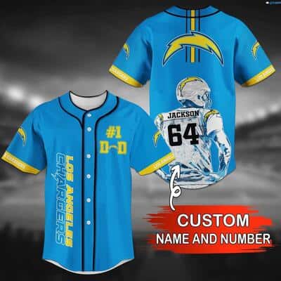 NFL Los Angeles Chargers Baseball Jersey Custom Name And Number Gift For Football Fans NFL Los Angeles Chargers Baseball Jersey Custom Name And Number Gift For Football Fans