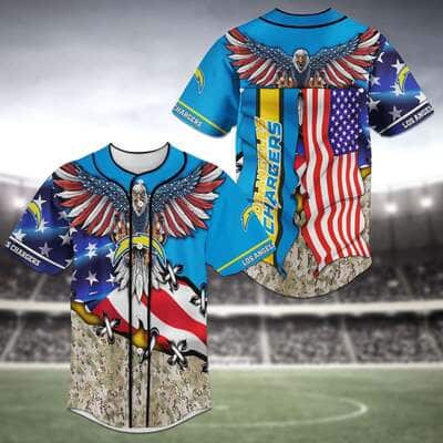 NFL Los Angeles Chargers Baseball Jersey US Flag Football Gift For Dad NFL Los Angeles Chargers Baseball Jersey US Flag Football Gift For Dad