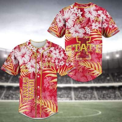 MLB Iowa State Cyclones Baseball Jersey Tropical Flower Pattern MLB Iowa State Cyclones Baseball Jersey Tropical Flower Pattern