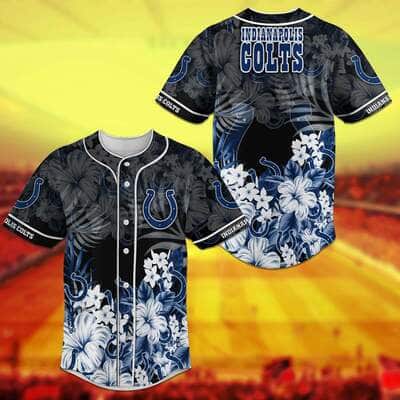 NFL Indianapolis Colts Baseball Jersey Tropical Flower Pattern NFL Indianapolis Colts Baseball Jersey Tropical Flower Pattern