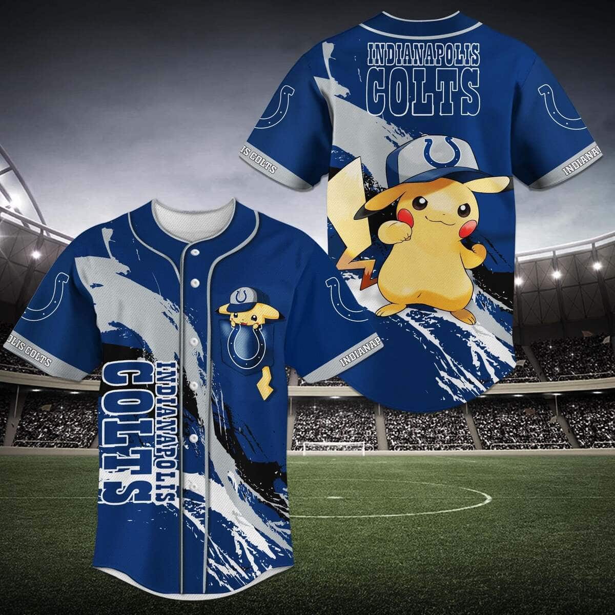Pikachu NFL Indianapolis Colts Baseball Jersey Gift For Best Friend Pikachu NFL Indianapolis Colts Baseball Jersey Gift For Best Friend