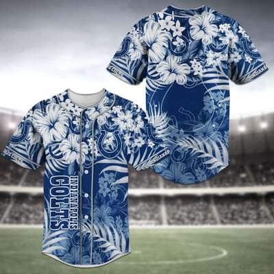 Indianapolis Colts Baseball Jersey Tropical Flower Pattern Gift For NFL Fans