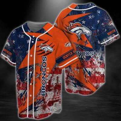NFL Denver Broncos Baseball Jersey US Flag Football Gift For Boyfriend NFL Denver Broncos Baseball Jersey US Flag Football Gift For Boyfriend