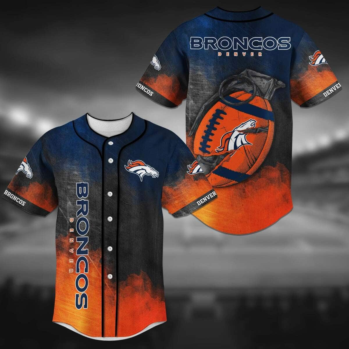 Denver Broncos Baseball Jersey Grenade Pattern Gift For NFL Fans