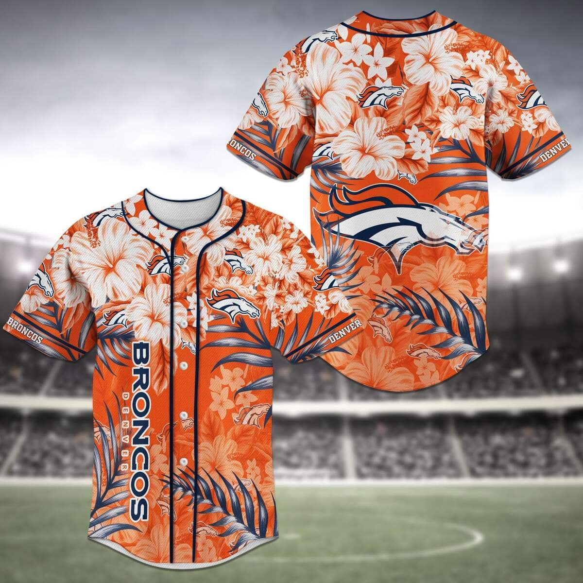 NFL Denver Broncos Baseball Jersey Tropical Flower Pattern