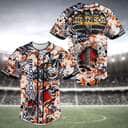 NFL Denver Broncos Baseball Jersey Skeleton And Flowers Gift For Sporty Friend NFL Denver Broncos Baseball Jersey Skeleton And Flowers Gift For Sporty Friend