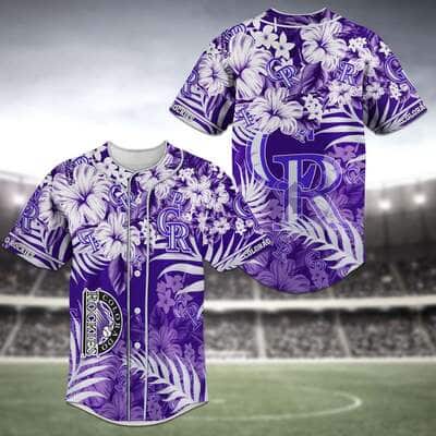 MLB Colorado Rockies Baseball Jersey Tropical Flower Pattern MLB Colorado Rockies Baseball Jersey Tropical Flower Pattern