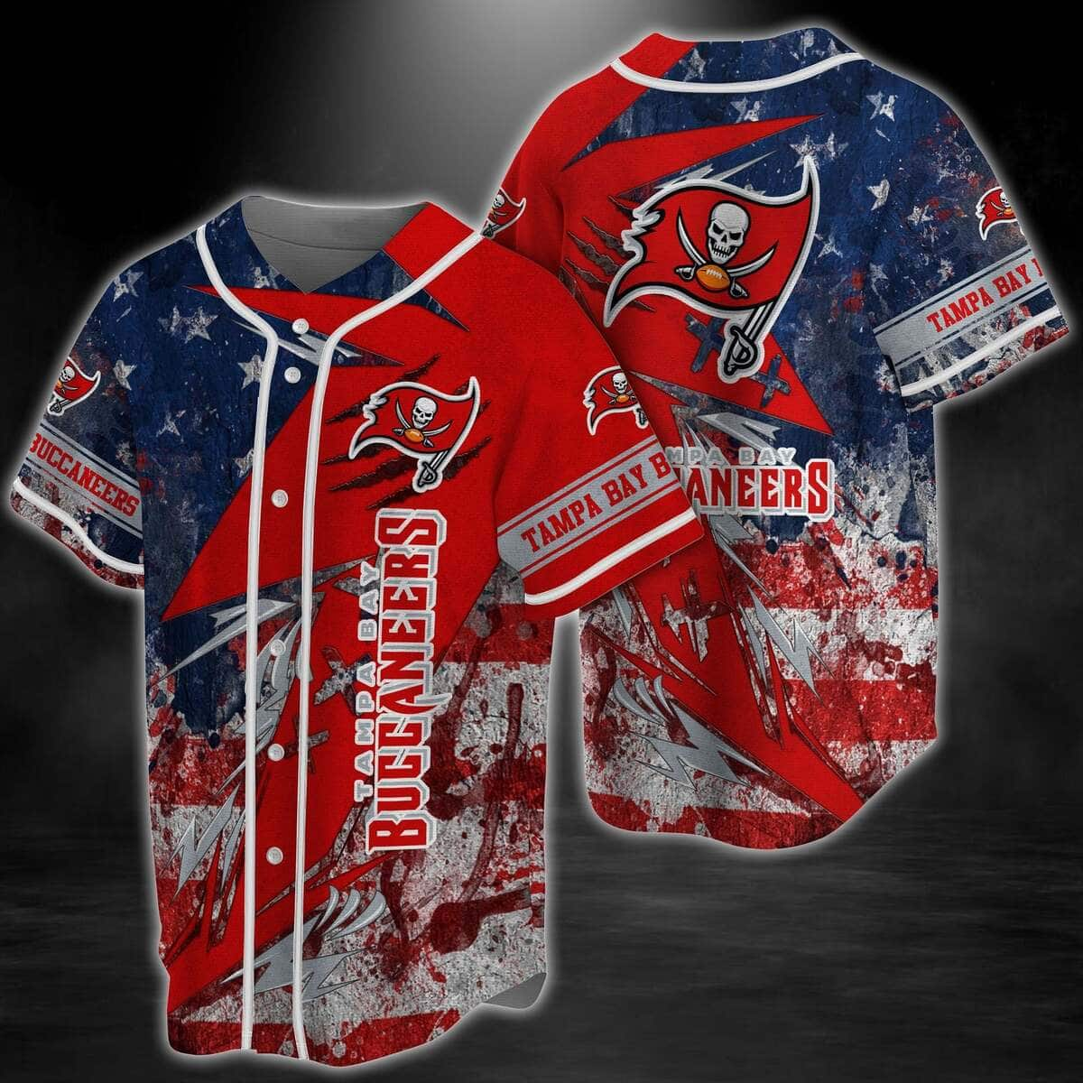 NFL Tampa Bay Buccaneers Baseball Jersey US Flag Gift For Friends