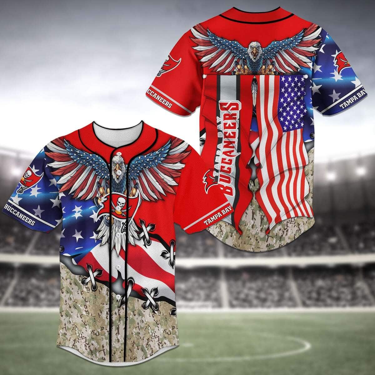 NFL Tampa Bay Buccaneers Baseball Jersey Eagles And US Flag NFL Tampa Bay Buccaneers Baseball Jersey Eagles And US Flag