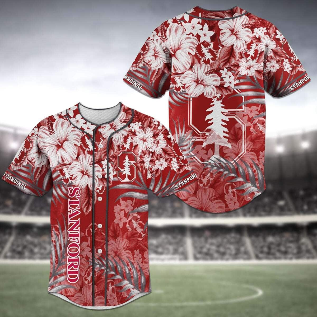 NCAA Stanford Cardinal Baseball Jersey Hibiscus Flowers Pattern