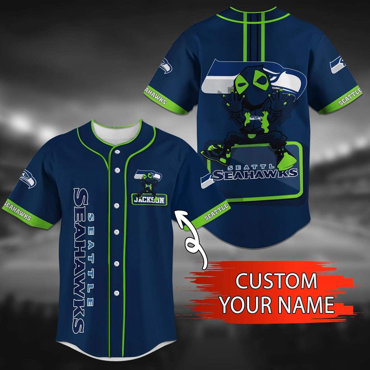 NFL Seattle Seahawks Baseball Jersey Custom Name Gift For Sporty Husband NFL Seattle Seahawks Baseball Jersey Custom Name Gift For Sporty Husband