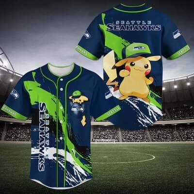 Pikachu NFL Seattle Seahawks Baseball Jersey Gift For Friends Pikachu NFL Seattle Seahawks Baseball Jersey Gift For Friends