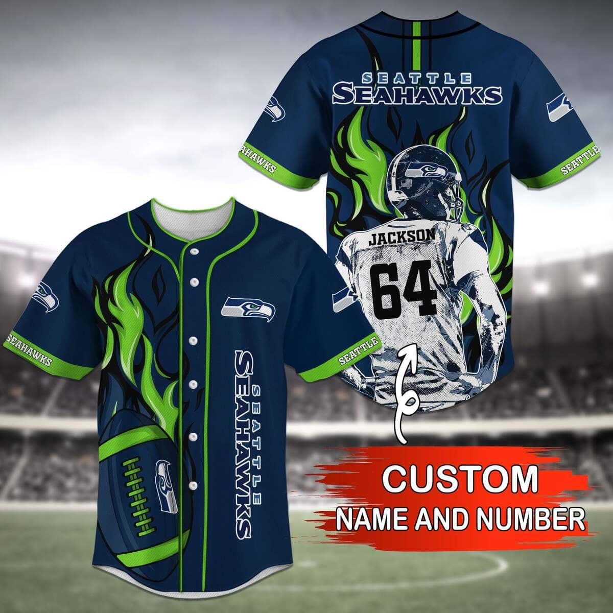 NFL Seattle Seahawks Baseball Jersey Custom Name And Number Gift For Sport Dad