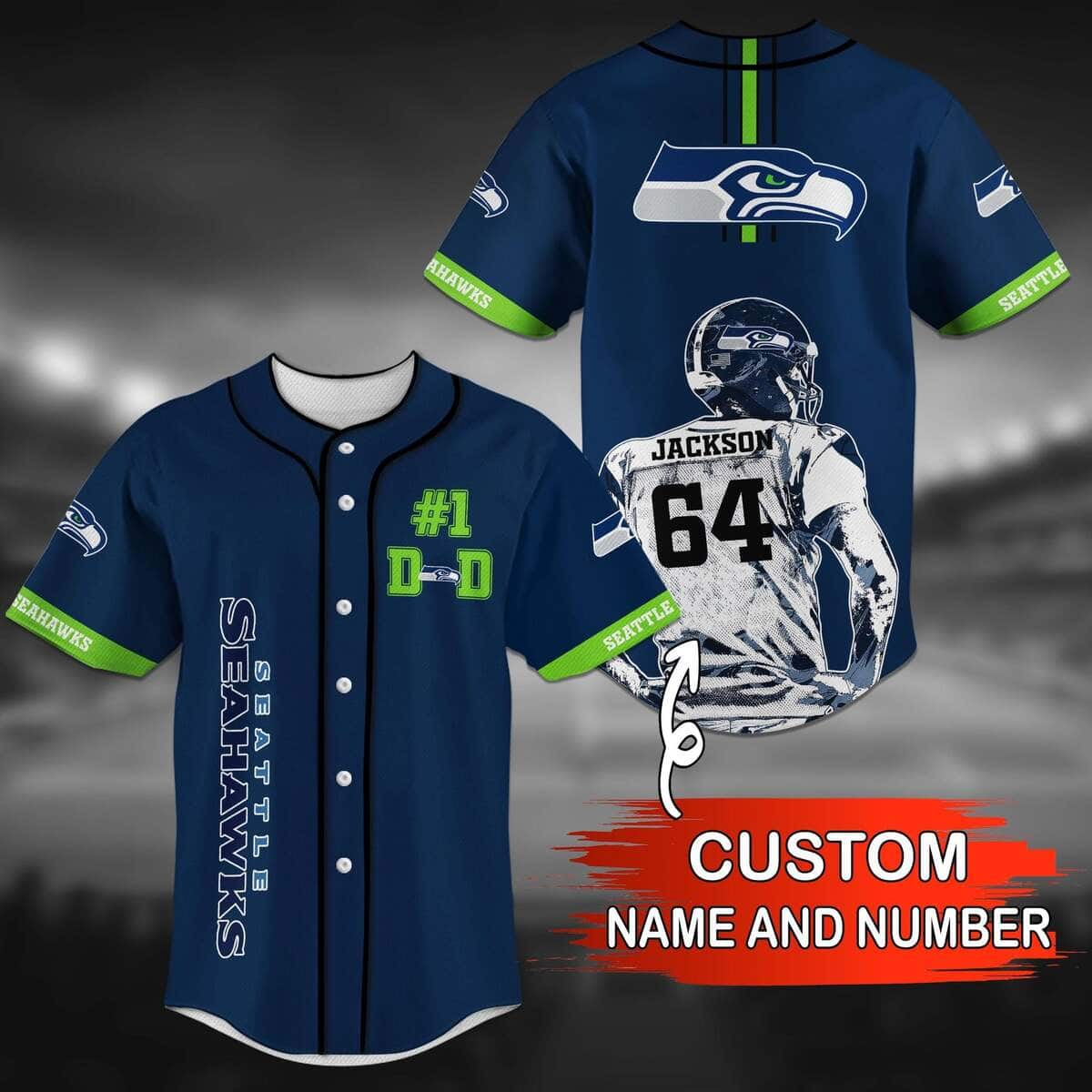 Basic NFL Seattle Seahawks Baseball Jersey Custom Name And Number Gift For Sporty Husband