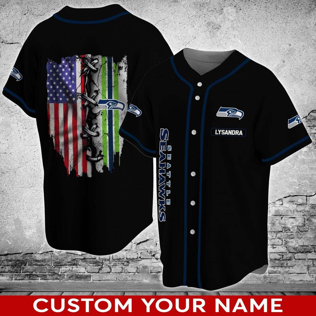 NFL Seattle Seahawks Baseball Jersey Custom Name Sports Gift For Dad NFL Seattle Seahawks Baseball Jersey Custom Name Sports Gift For Dad