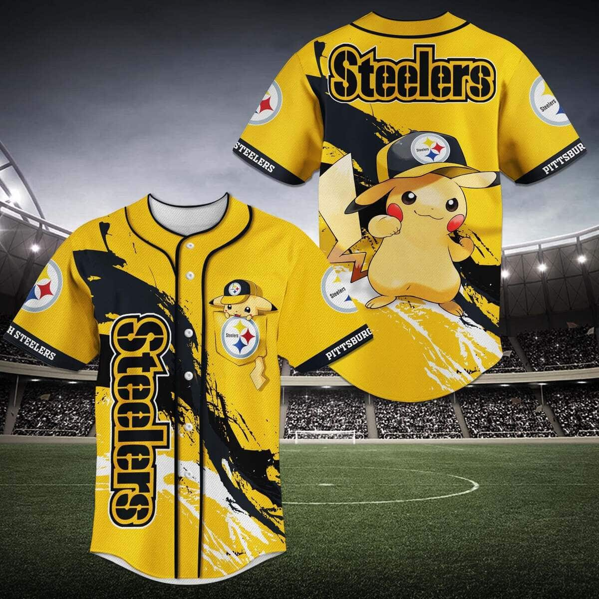 Pikachu NFL Pittsburgh Steelers Baseball Jersey Gift For Sports Dad