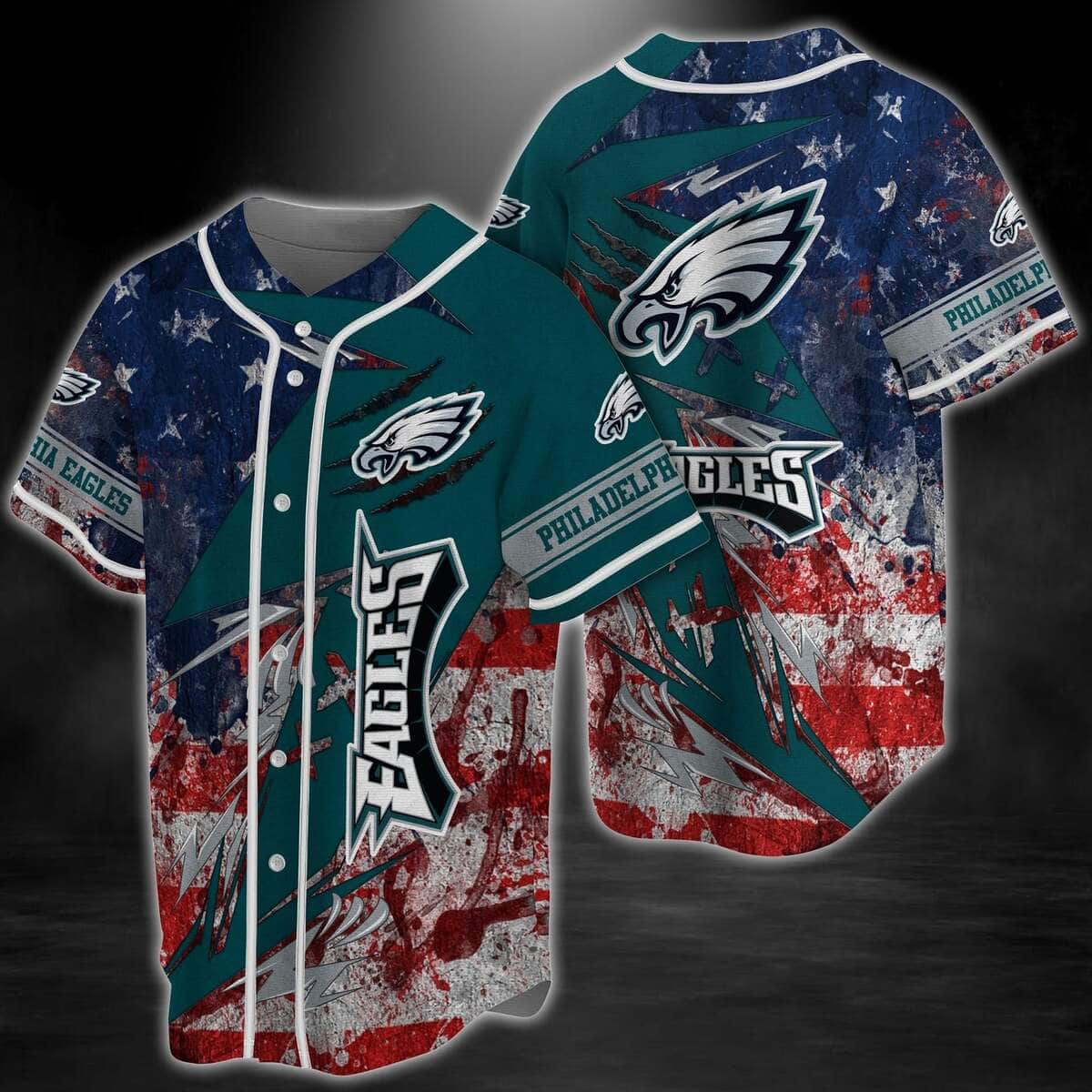 NFL Philadelphia Eagles Baseball Jersey America Flag Football Gift For Boyfriend