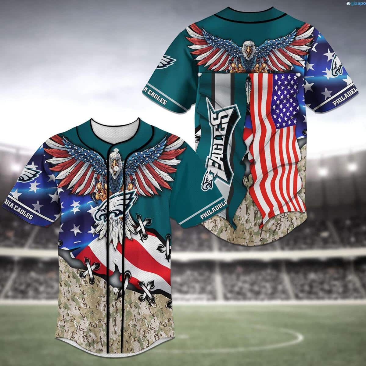 NFL Philadelphia Eagles Baseball Jersey American Eagles NFL Philadelphia Eagles Baseball Jersey American Eagles
