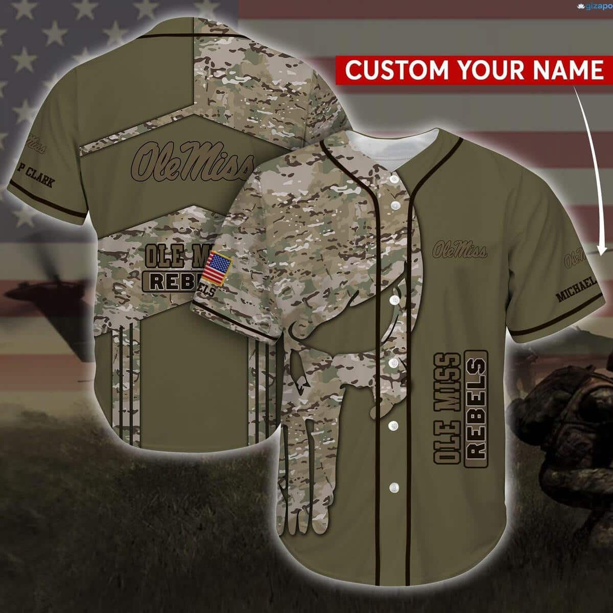 MLB Ole Miss Rebels Baseball Jersey Camo Pattern Custom Name