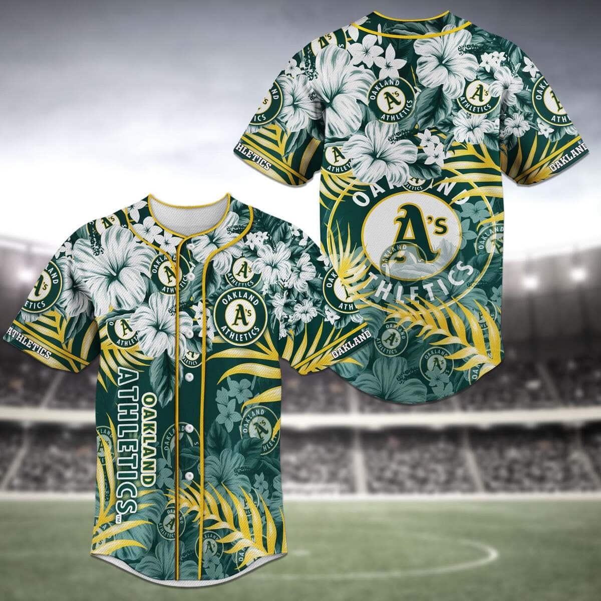 MLB Oakland Athletics Baseball Jersey Tropical Flower Pattern MLB Oakland Athletics Baseball Jersey Tropical Flower Pattern