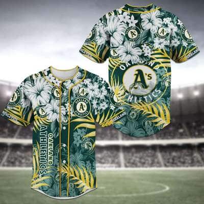 MLB Oakland Athletics Baseball Jersey Tropical Flower Pattern