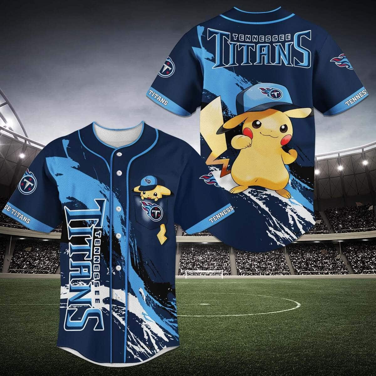 Pikachu NFL Tennessee Titans Baseball Jersey Gift For Friends