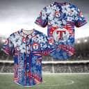MLB Texas Rangers Baseball Jersey Tropical Flower Pattern MLB Texas Rangers Baseball Jersey Tropical Flower Pattern