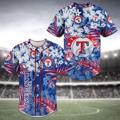 MLB Texas Rangers Baseball Jersey Tropical Flower Pattern