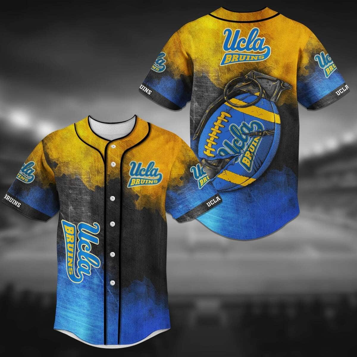 Classic NFL UCLA Bruins Baseball Jersey Grenade Pattern Sporty Gift