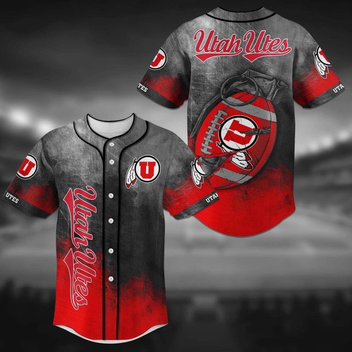 NFL Utah Utes Baseball Jersey Grenade Pattern Gift For Football Fans NFL Utah Utes Baseball Jersey Grenade Pattern Gift For Football Fans