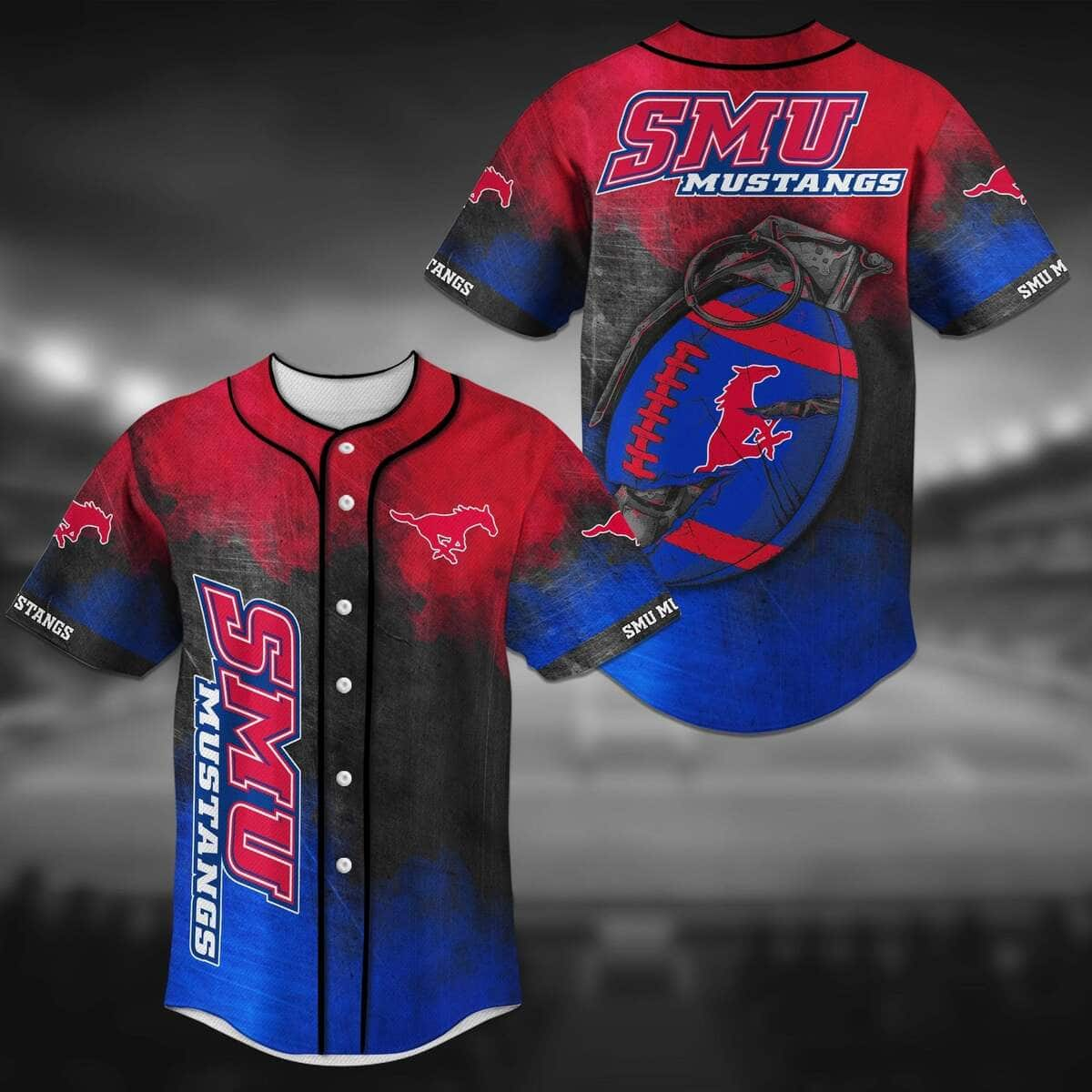 NFL SMU Mustangs Baseball Jersey Grenade Pattern Gift For Football Players