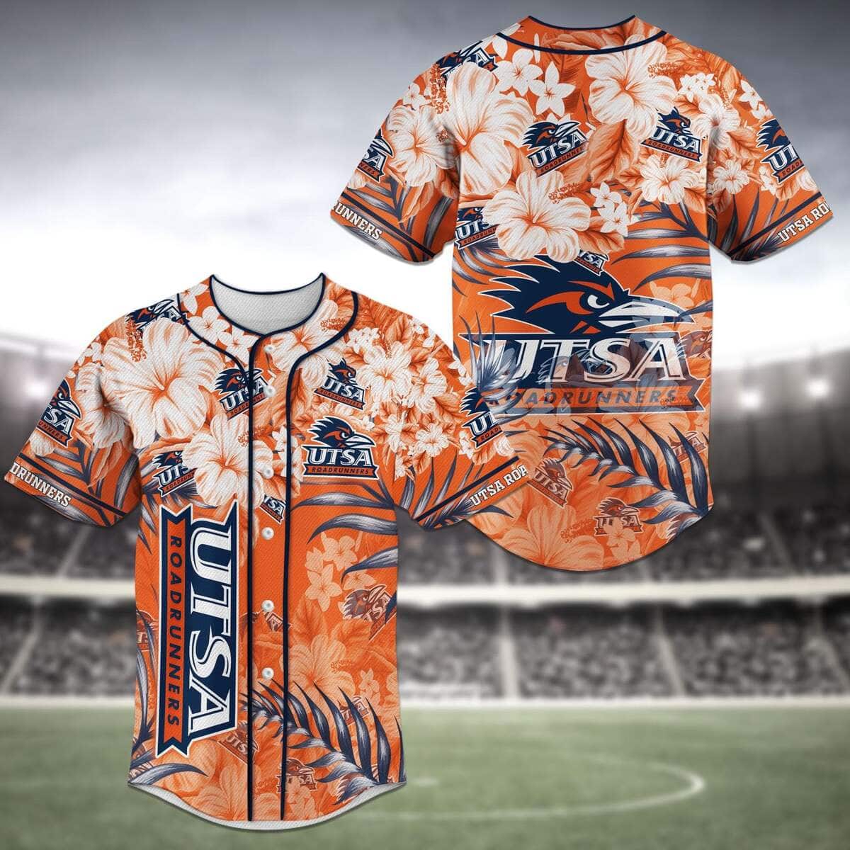 NFL UTSA Roadrunners Baseball Jersey Tropical Flower Pattern NFL UTSA Roadrunners Baseball Jersey Tropical Flower Pattern