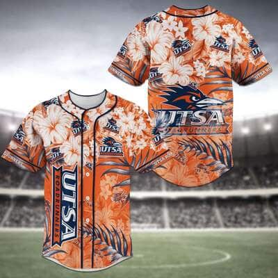 NFL UTSA Roadrunners Baseball Jersey Tropical Flower Pattern NFL UTSA Roadrunners Baseball Jersey Tropical Flower Pattern