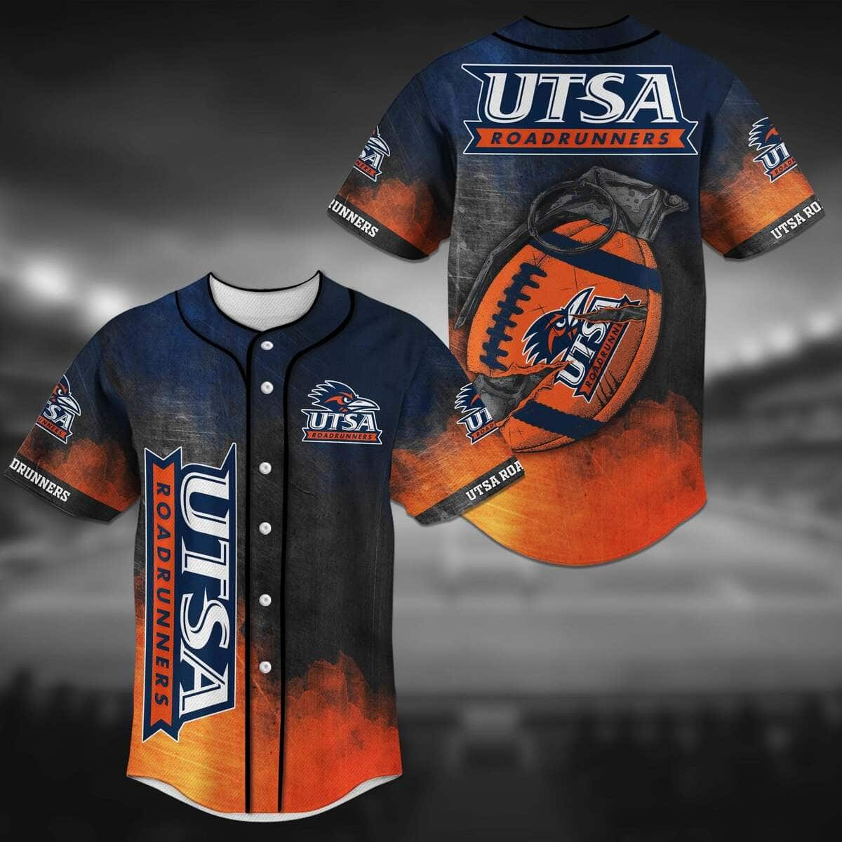 NFL UTSA Roadrunners Baseball Jersey Grenade Pattern Gift For Him