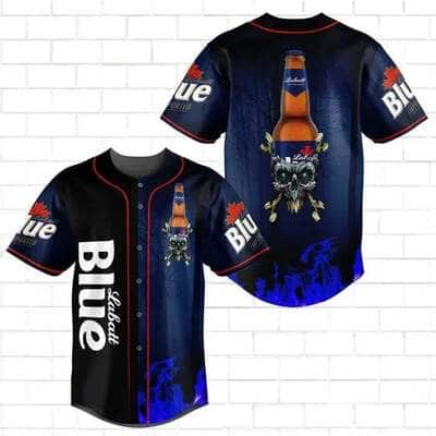 Skull With Labatt Blue Baseball Jersey Gift For Beer Lovers Skull With Labatt Blue Baseball Jersey Gift For Beer Lovers
