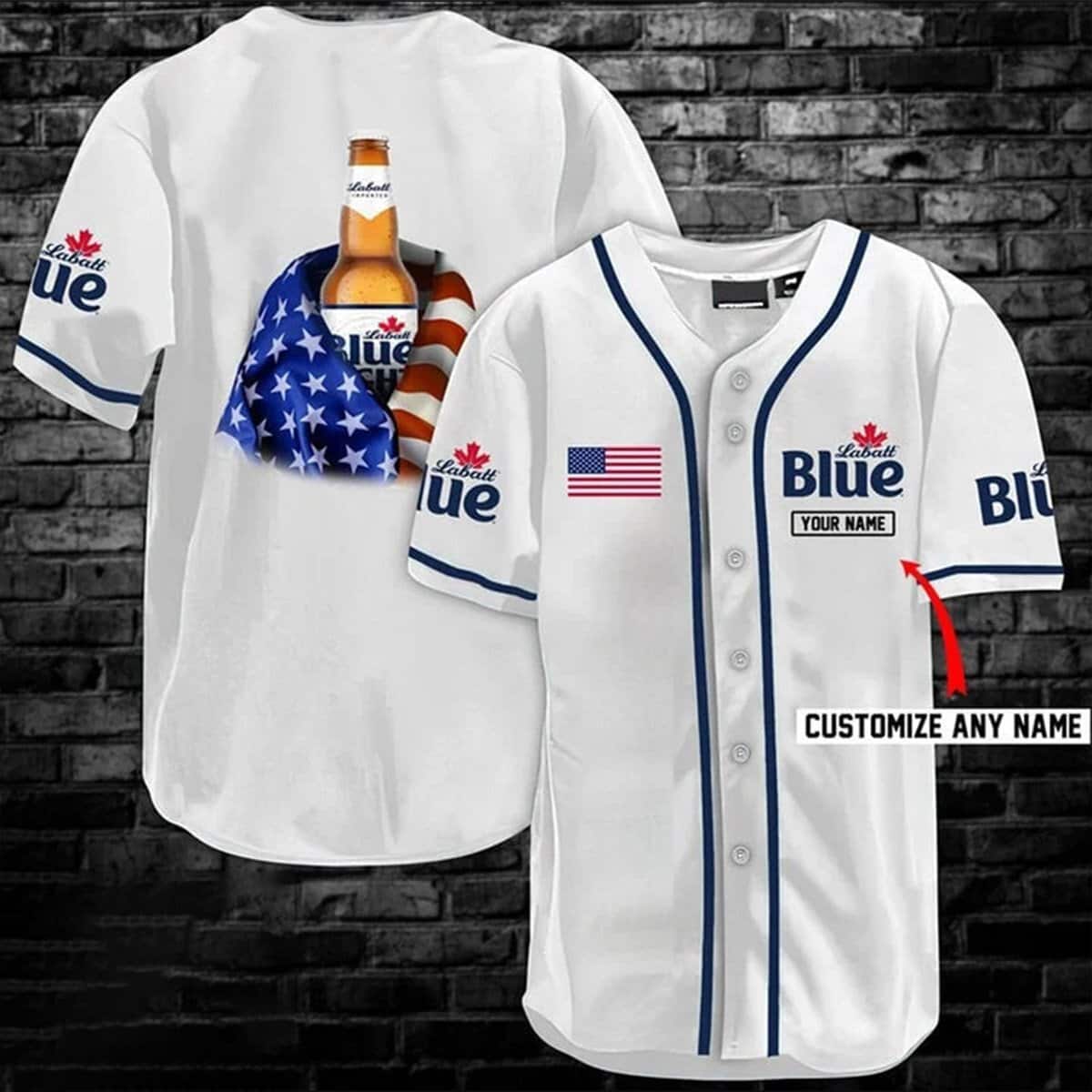 Vintage Labatt Blue Baseball Jersey USA Flag Customize Name Beer Lovers Gift Vintage Labatt Blue Baseball Jersey USA Flag Customize Name Beer Lovers Gift